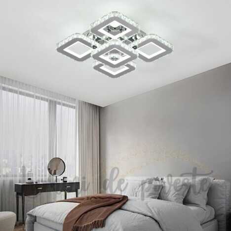 Lustra LED 170W Ceiling 5 Krystal RGB, LED inclus, 6 surse de iluminare, Telecomanda, Dimabil, Lumin